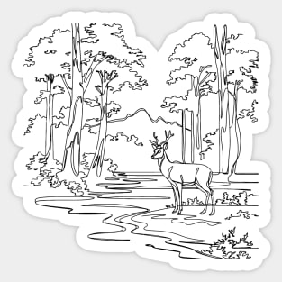 Forest Sanctuary Line Art Sticker
